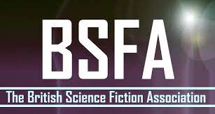 the logo of the British Science Fiction Association - the name in text on a nebula-like sunburst background